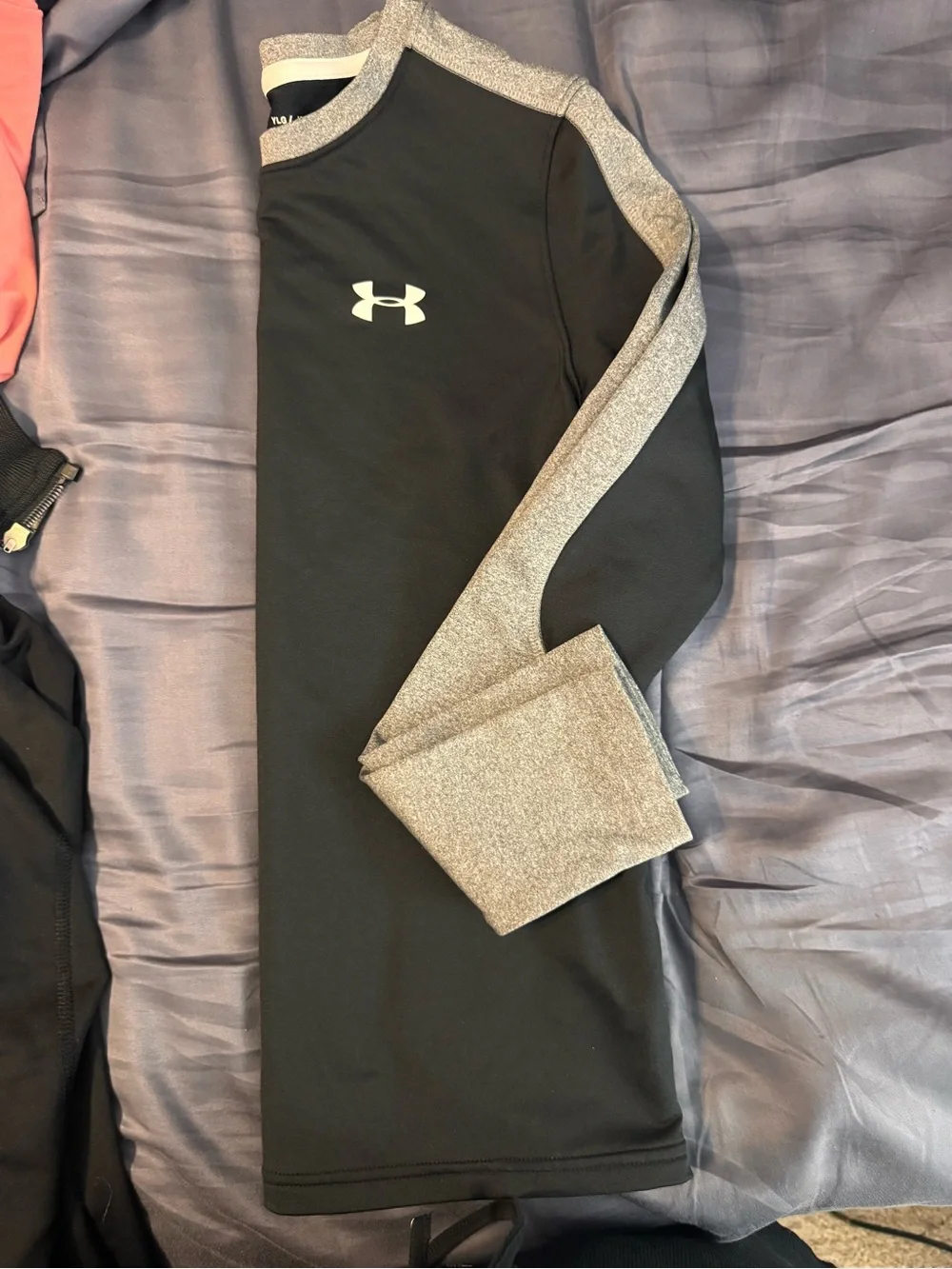 Under Armour Black Long-Sleeve Performance Shirt with Gray Trim “cold gear”